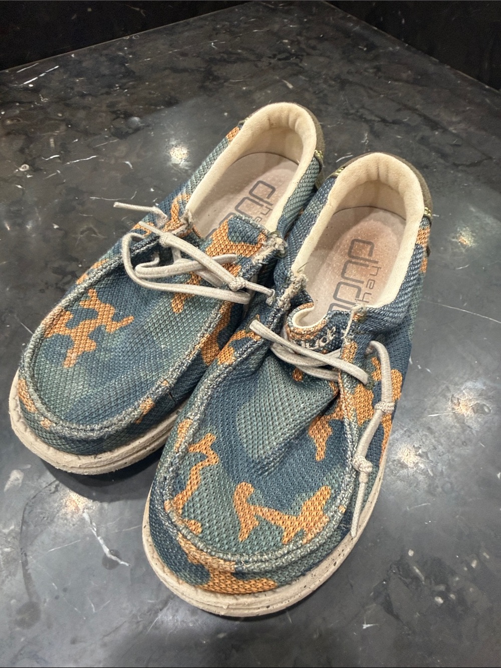 Hey Dude Boys Wally Canvas Slip-On Shoes in Camo - Size Y1-L2